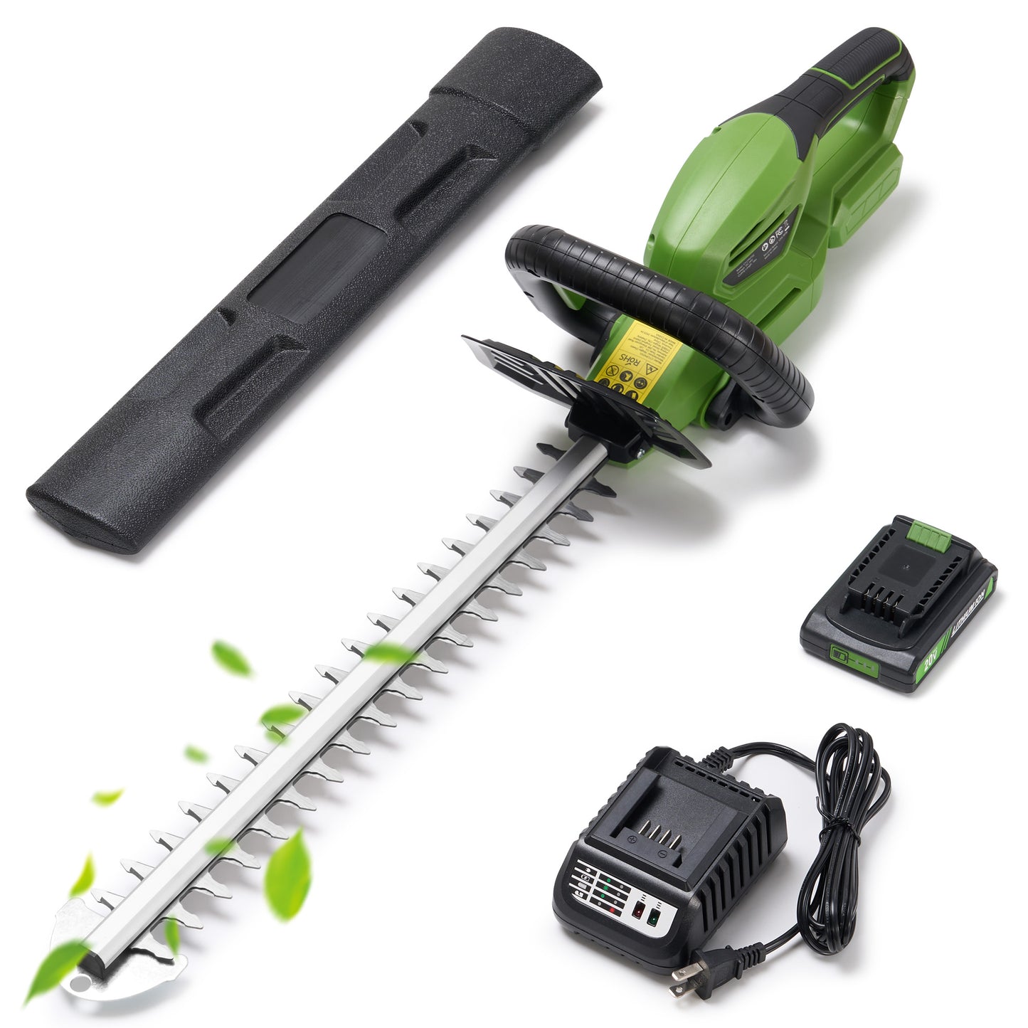 TACKLIFE 20V Cordless Hedge Trmmer with 2.0Ah Battery&Charger, 19" Brushless Battery Powered Hedge Trimmer, Green
