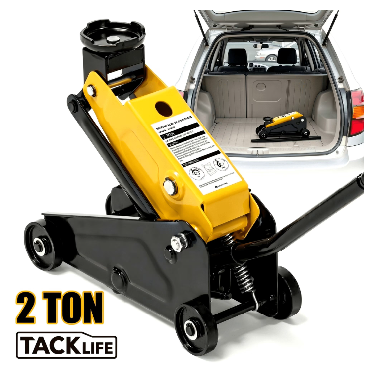 GASKY 2 Ton Car Jack,5.7"–15.8" Portale Hydraulic Floor Car Jack with Wheels for Sedan/SUV, Yellow