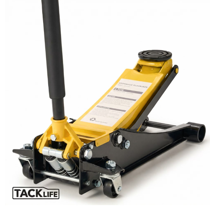 TACKLIFE 3 Ton Hydraulic Low Profile Floor Jack, Dual Piston Pump, Heavy Duty All Steel Construction, Use for Car, SUV, Mini RV, Light Truck,Yellow
