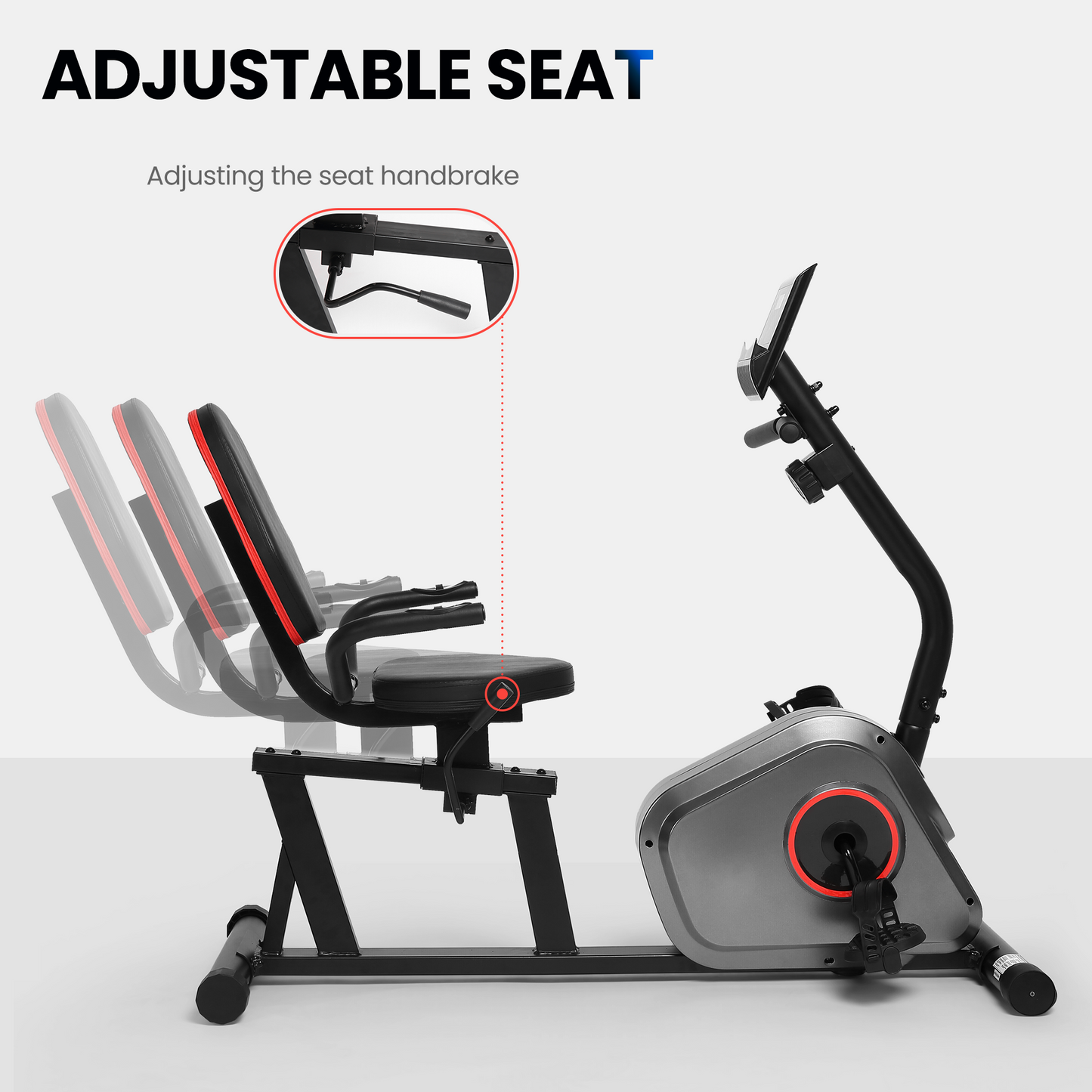 Recumbent Exercise Bike Stationary Cycling Bike, Sturdy 330 LB Capacity 8 Level Resistance Seat Adjustable Large Digital Monitor & iPad Holder for Senior