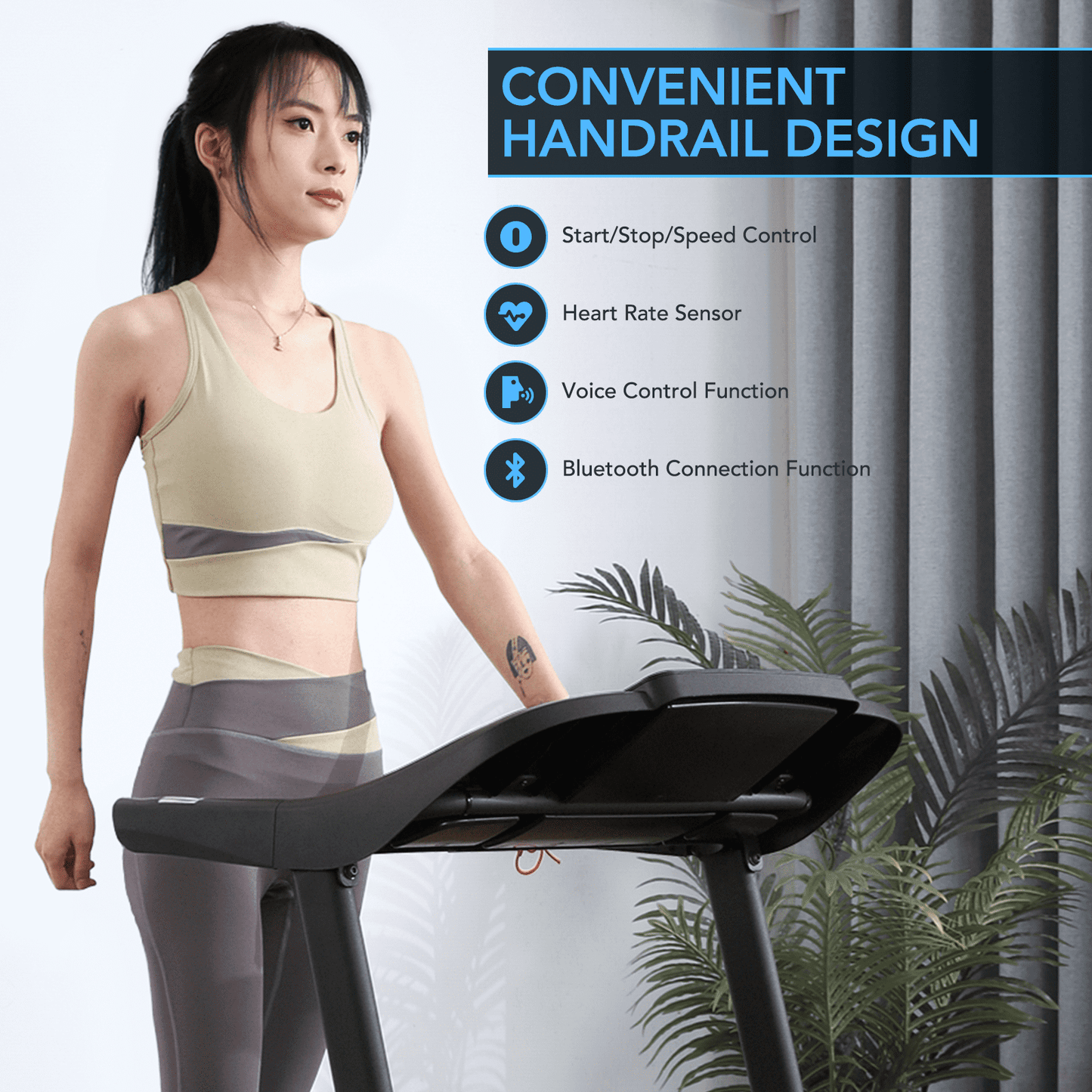 GASKY Treadmill with Smart Voice Control & Bluetooth Foldable Treadmill Exercise Equipment for Home Office and Small Spaces