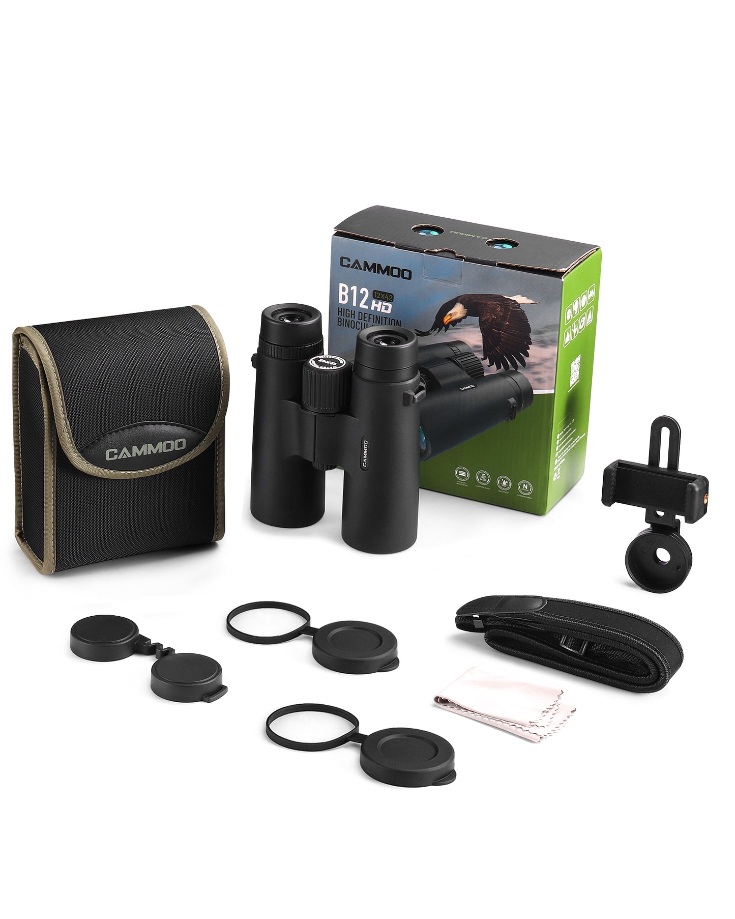 Binoculars for Adults High Powered with Upgraded Tripod and Phone Adapter 12x42 HD Binoculars with Low Light Vision ,Waterproof Binoculars for Bird Watching Cruise Ship Hunting Travel