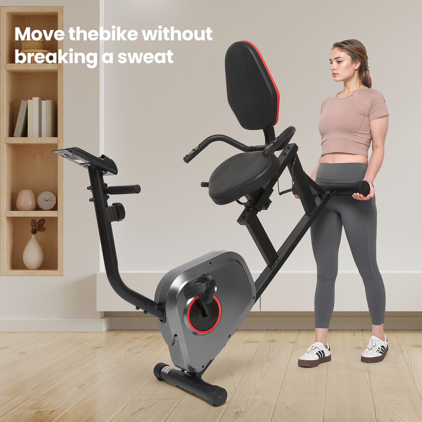 Recumbent Exercise Bike Stationary Cycling Bike, Sturdy 330 LB Capacity 8 Level Resistance Seat Adjustable Large Digital Monitor & iPad Holder for Senior
