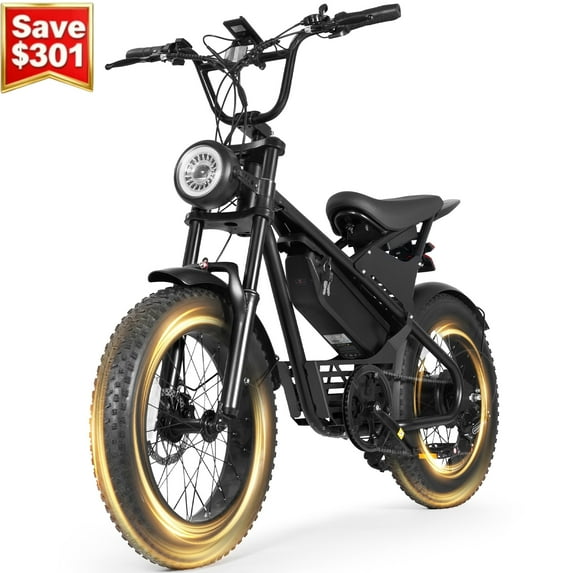 Gasky Electric Bike for Adults, 28MPH Mountain Ebike, 48V 624Wh Battery, 20Inch Fat Tire Electric Bicycle with Shimano 7-Speed, UL2849