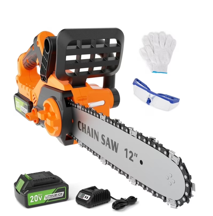 TACKLIFE 12 Inch Chainsaw, 20V Cordless Chainsaw with 4.0Ah Battery, Brushless Electric Chainsaw Battery Powered with Automatic Oiler, Tool Free Chain Tension, Power Chain Saw for Wood Cutting