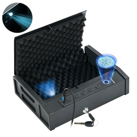GASKY Gun Safe Portable Biometric Pistol Safe with 2 Handgun Capacity 10 Fingerprint&5 Password& 2 Keys handgun safe for Car & Travel Auto, Truck, Home Use