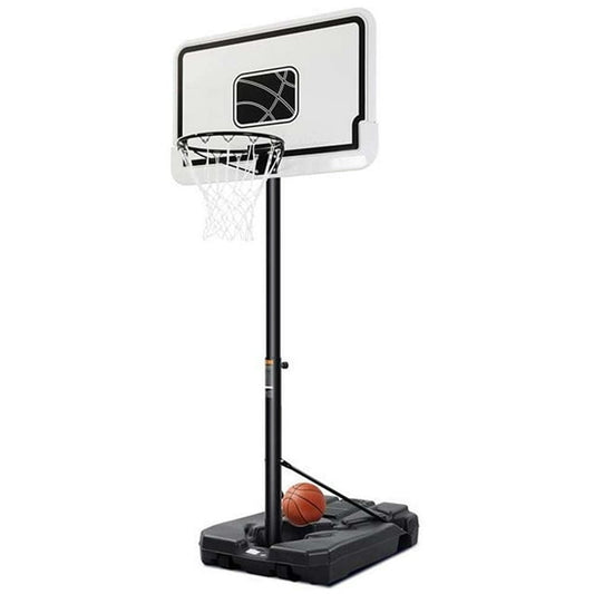 44In Portable Basketball Hoop with Adjustable Height and Strong Base, 7 Ft 6 In to 10 Ft Basketball Goals with Wheels for Kids Adults, White