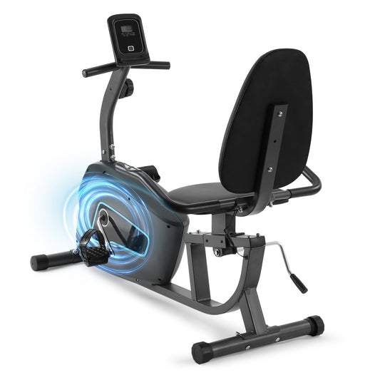 Recumbent Exercise Bike with 8 Levels Adjustable Resistance LCD Monitor and Pad Holder, Cycling Stationary Magnetic Bike for Adult Home Cardio Workout