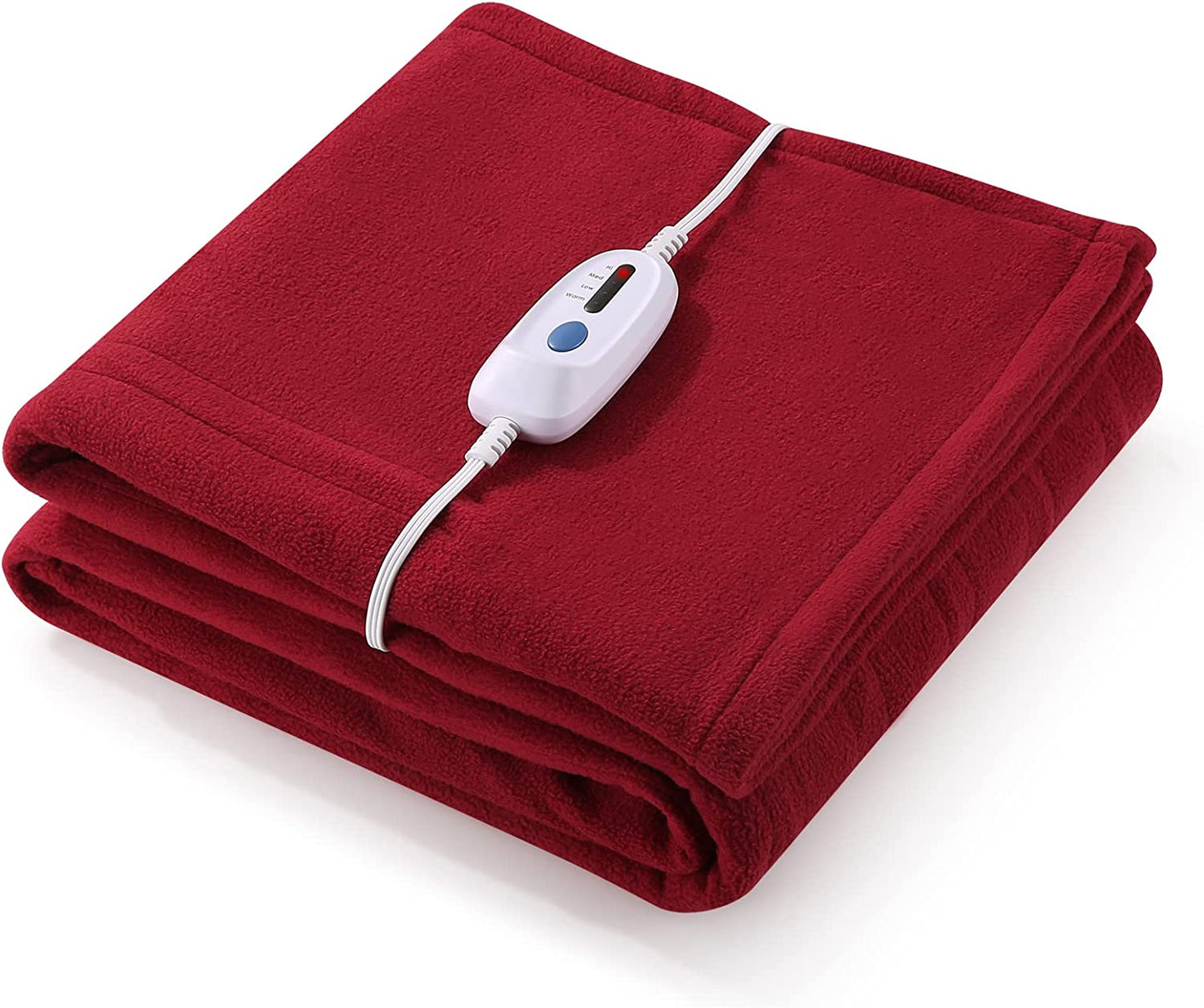 Electric Heated Blanket Fast Heating with 4 Heating Levels & 10 Hours Auto-Off,Overheating Protection Machine Washable - Red 62'' x 84''
