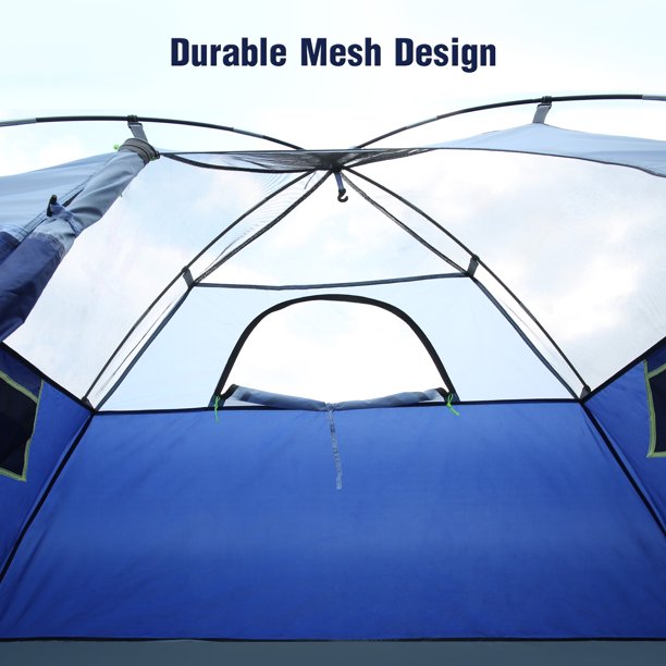 Dome Tent 2 Person Camp Tent with Rainfly, 2 Zippered Windows, Easy Set up, Waterproof for Camping, Backpacking & Hiking, Fishing Outdoor - Blue