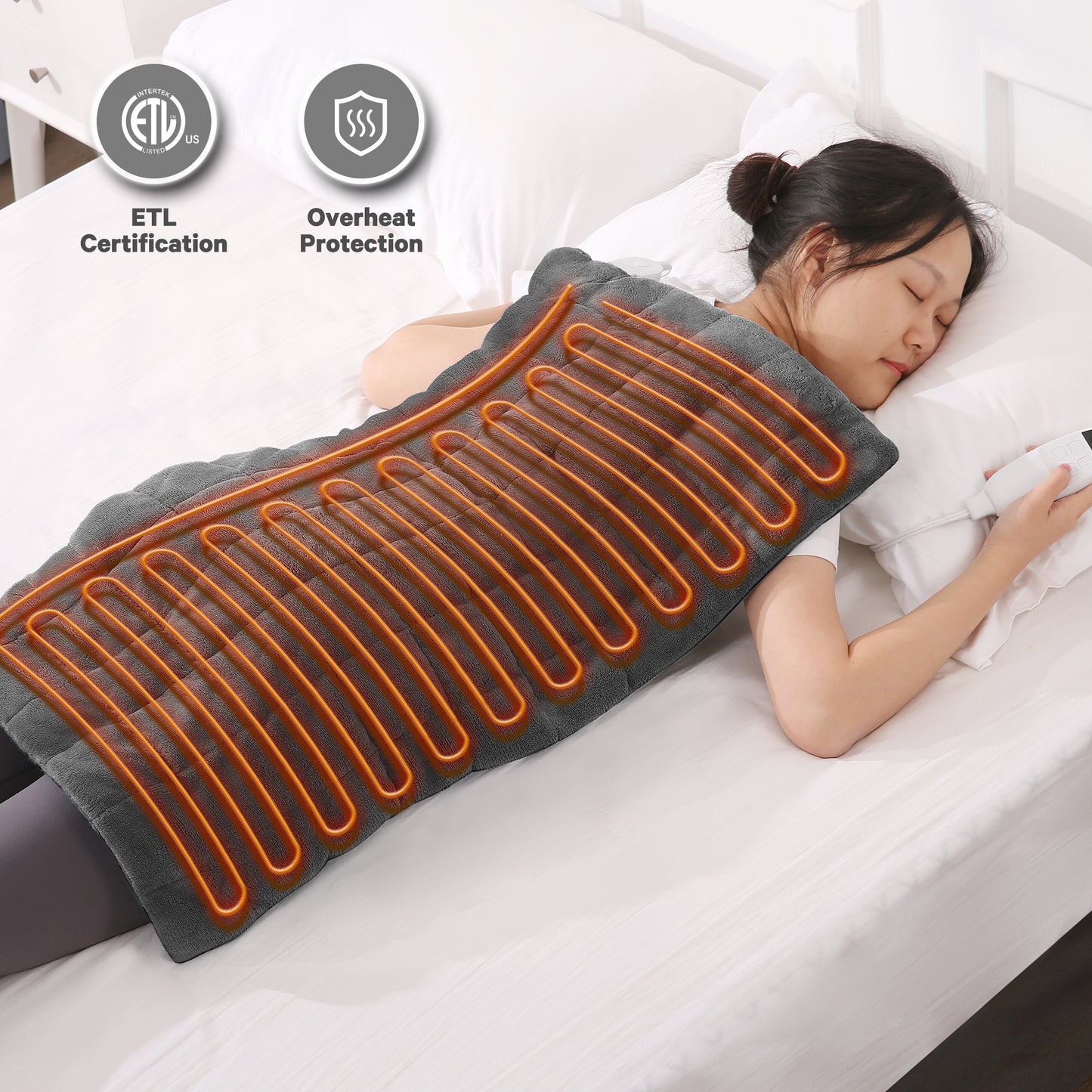 Full Weighted Heating Pad for Back Pain & Cramps Relief, 18" X 33" Fast Heating Pad for Neck Shoulder Relief