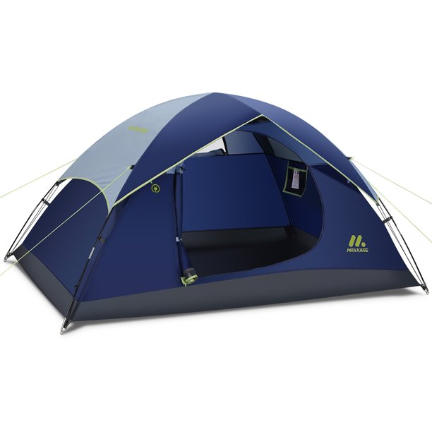 Dome Tent 2 Person Camp Tent with Rainfly, 2 Zippered Windows, Easy Set up, Waterproof for Camping, Backpacking & Hiking, Fishing Outdoor - Blue