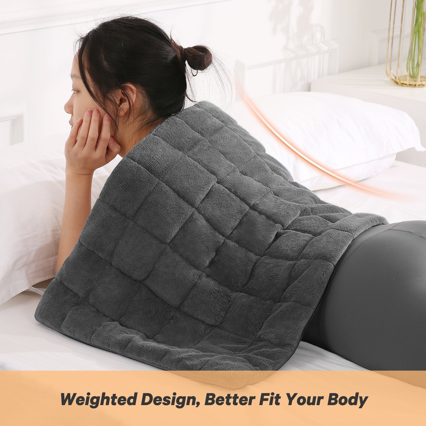 Full Weighted Heating Pad for Back Pain & Cramps Relief, 18" X 33" Fast Heating Pad for Neck Shoulder Relief