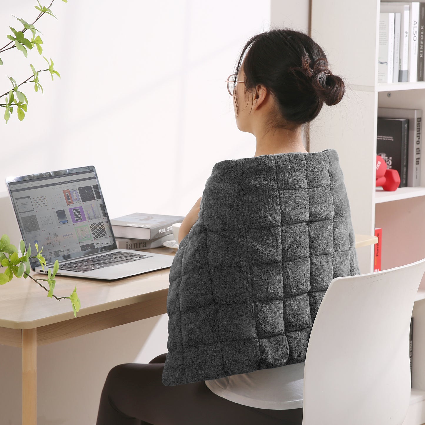 Full Weighted Heating Pad for Back Pain & Cramps Relief, 18" X 33" Fast Heating Pad for Neck Shoulder Relief