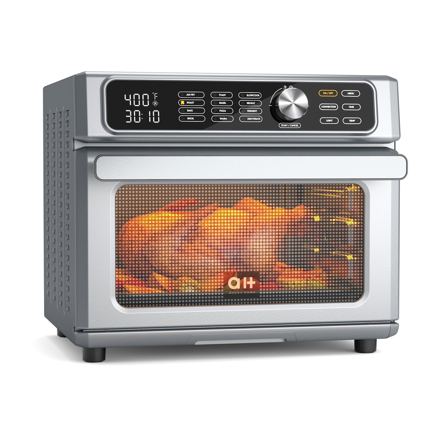 1700W 24QT Air Fryer Toaster Oven Combo, 2-in-1 Digital Convection Oven and Dehydrator for Chicken, Pizza and Cookies, Large with 100 Online Recipes, Stainless Steel