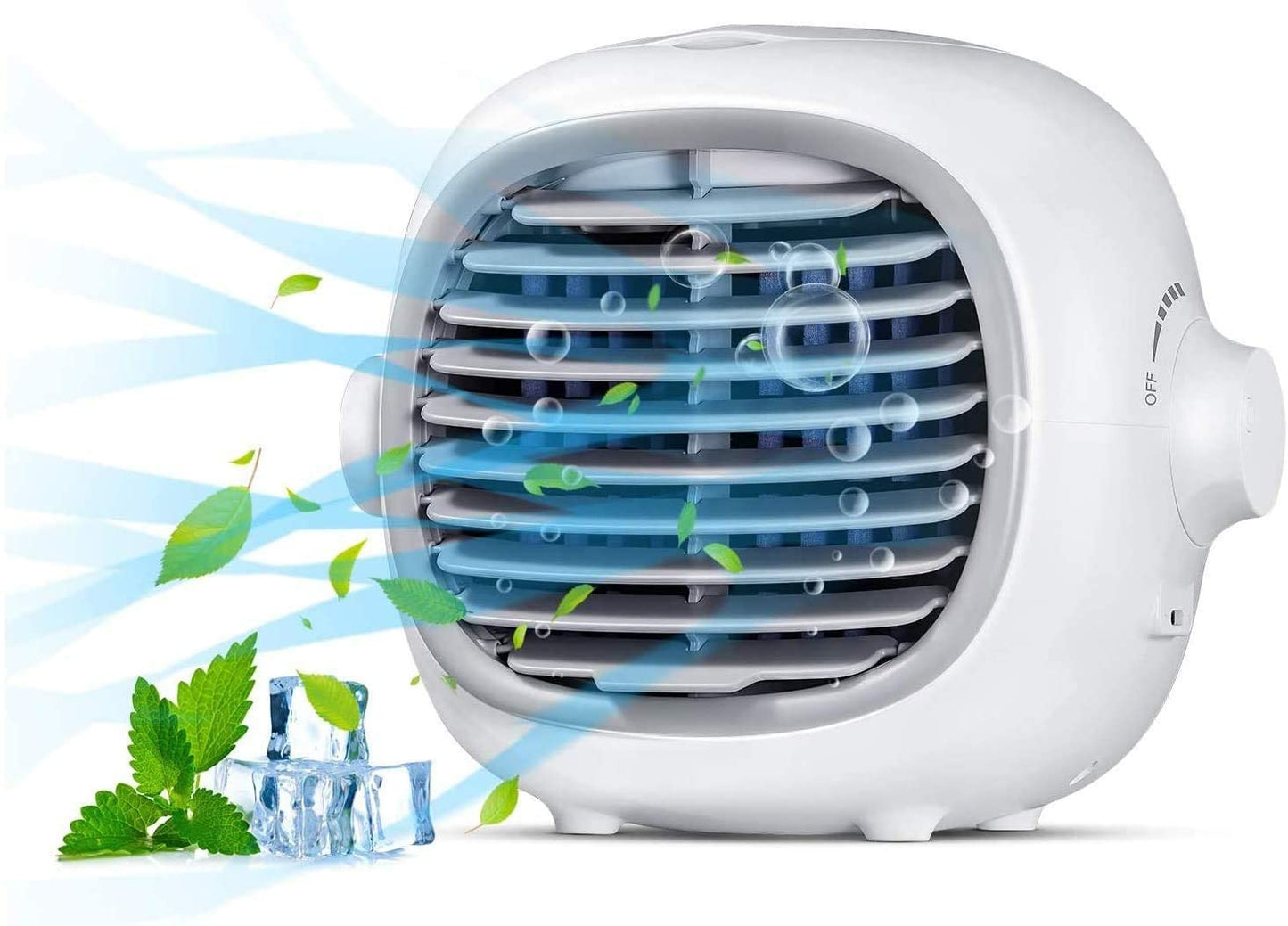 MARNUR Portable USB Rechargeable Air Cooler Air Conditioner Fan Evaporative Cooler Fan Space Cooler Fan Quiet Desk Fan, White