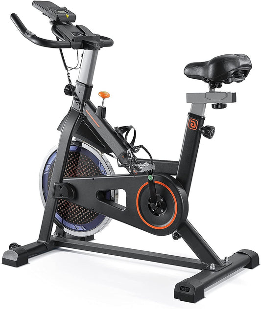 Exercise Bike, Indoor Stationary Cycling Bike with LCD Monitor & iPad Bracket, Adjustable Handles and Seat, Adjustable Resistance Upright Bike for All Ages Cardio Workout at Home