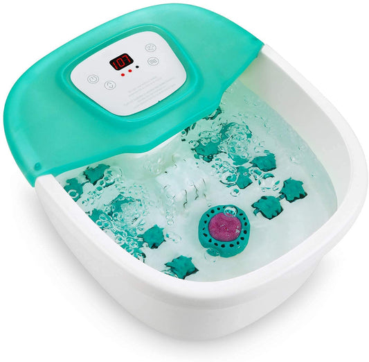 Foot Spa Bath Massager with Heat, Bubble and Vibration Pedicure Grinding Stone Foot Soaker 16 Detachable Massage Rollers and Digital Temperature Control Panel for Soothe and Comfort Feet