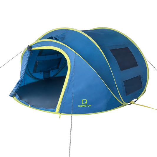 4 Person Camping Tent, Set up Waterproof Tent-Blue