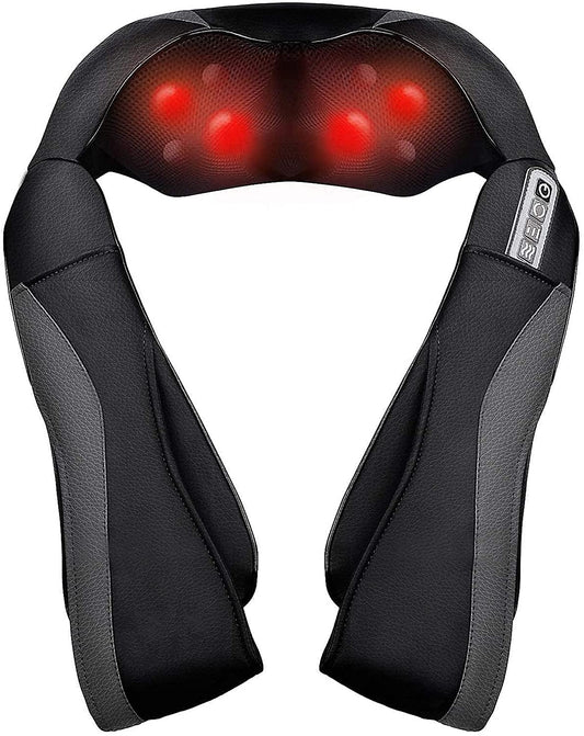 Shiatsu Back and Neck Massager with 3 Levels Adjustable Heating, 8 Nodes Deep Kneading Massage for Neck, Back, Shoulder, Use at Home, Car, Office Christmas Gifts