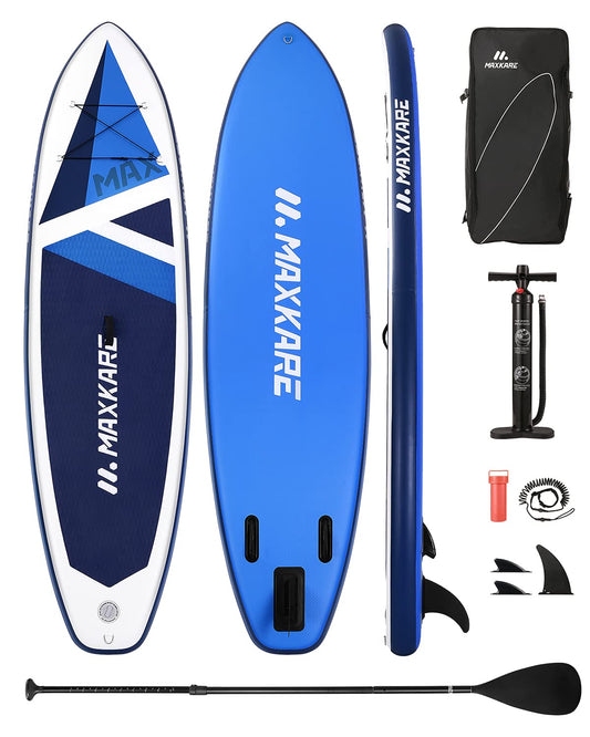 MaxKare 10.6' Inflatable Stand Up Paddle Board Thick Premium Paddle Board, Dual Action Pump, Backpack Portable for Youth Adult Have Fun