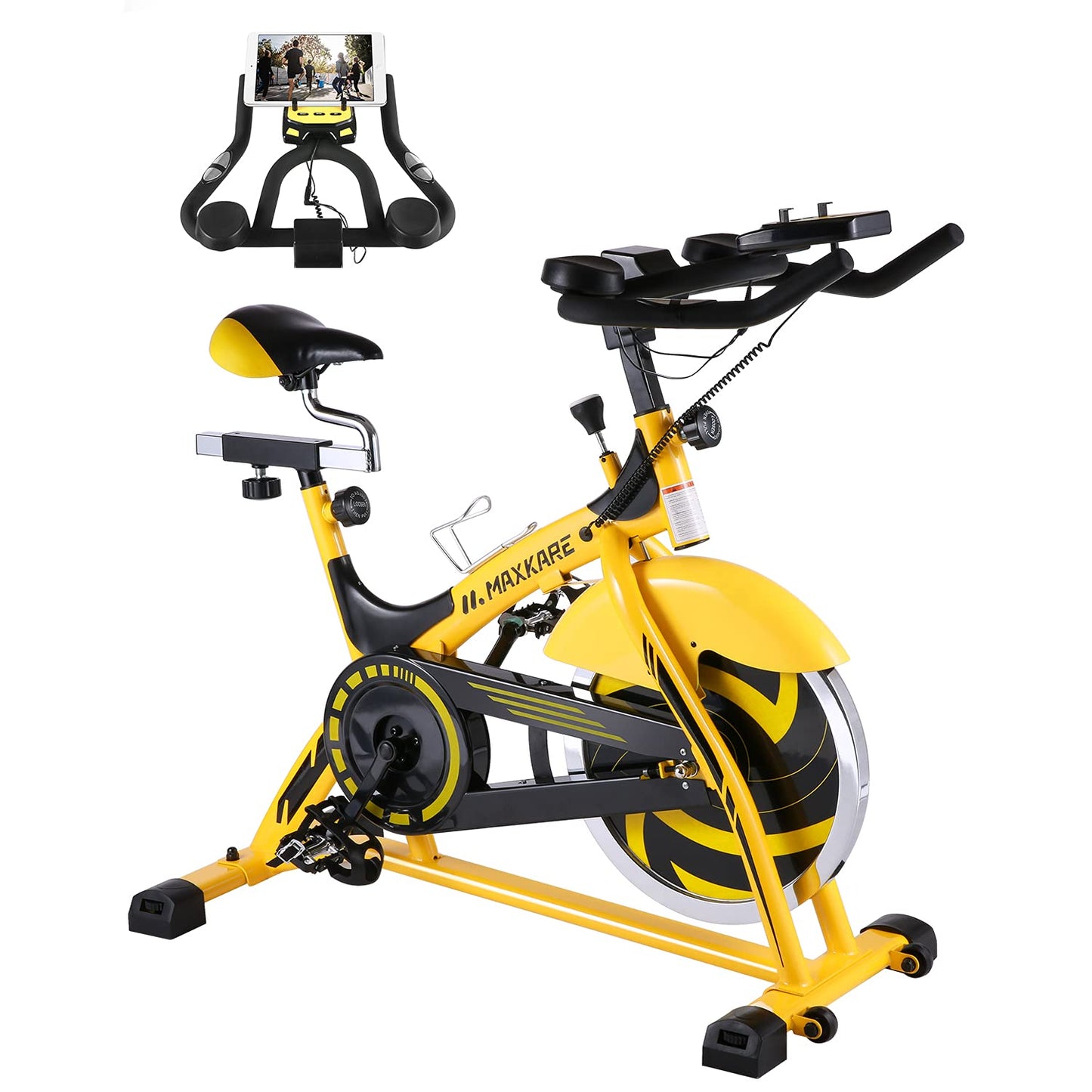44lbs Flywheel Exercise Bike Stationary Bike Belt Drive with Pulse Sensor/LCD Monitor/Ipad Mount/ Adjustable Handlebar Indoor Cycling Bike for Home Cardio Workout