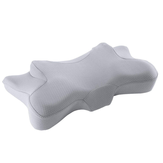 Cervical Pillow Memory Foam Ergonomic Orthopedic Pillow for Back Sleepers Side Sleepers and Stomach Sleepers, Grey, Pillow case Included