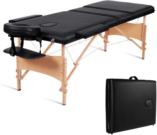 Professional Massage Table Portable Massage Bed SPA Bed Facial Bed Lash Bed Treatment Table Height Adjustable 3 Section with Carrying Bag 84"