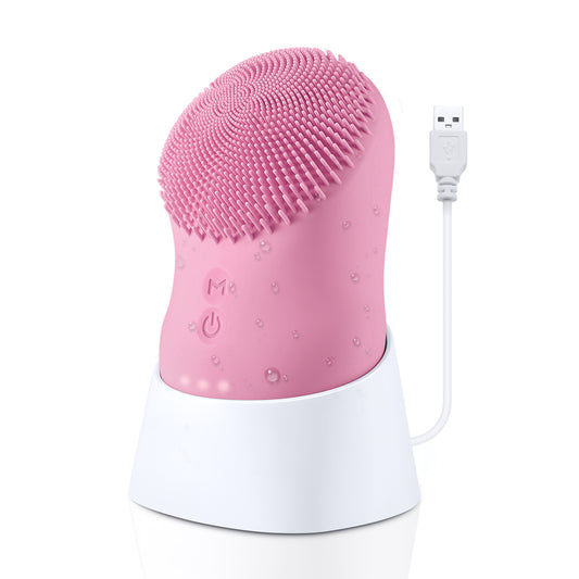 Entil Facial Cleansing Brush, Waterproof Electric Face Cleansing Brush Device for Deep Cleaning-Pink