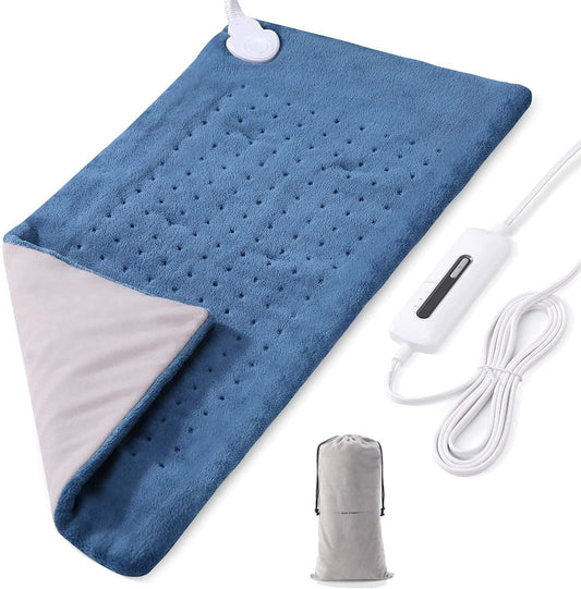 Heating Pad for Back Pain, Neck and Shoulders and Cramps, Large 12" x 24" Size Ultra-Soft and 3 Heat Settings with Auto Shut Off, Moist & Dry Heat Options and Fast Heating