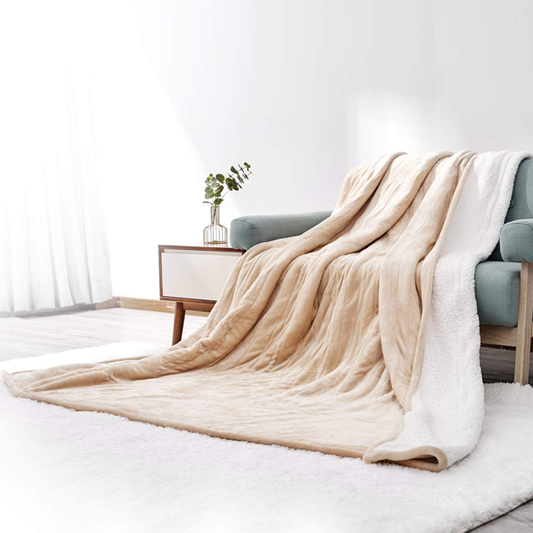 Electric Blanket 84" x 90" Queen Size with 2 Separate Controllers 4 Heating Levels 10H Auto-off, Beige