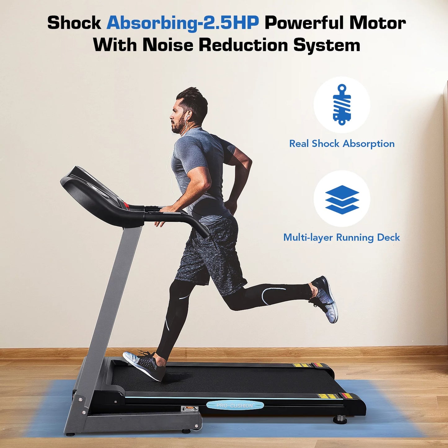 17'' Folding Treadmill with 12-Level Auto Incline & 2.5 HP for Running & Jogging & Walking for Home Use