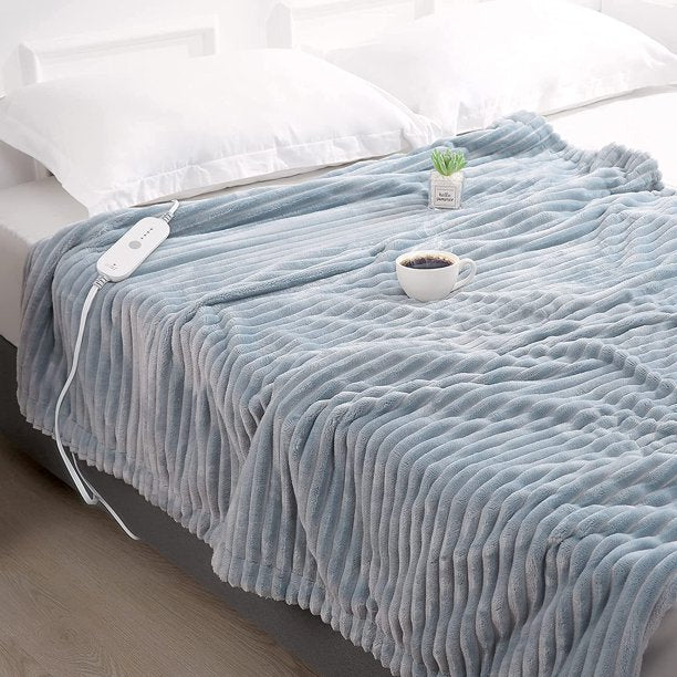 Heated Blanket Electric Throw , Soft Electric Blanket for Couch, 4 Heat Settings Flannel Blanket & 3 Hours Timer Shutdown, Machine Washable ,50" x 60"