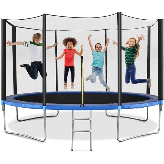 14 FT Bouncer with Spring Cover Recreational Bouncing Equipment with Safety Enclosure for Kids Adults Backyard Outdoor