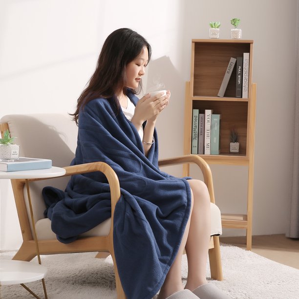 Electric Blanket Heated Throw 50 x60 Lightweight Cozy Soft Fleece, 4 Temperature Settings Fast-Heating with 3 Hours Auto Off, Full Body Warming, Machine Washable, Home Office Use