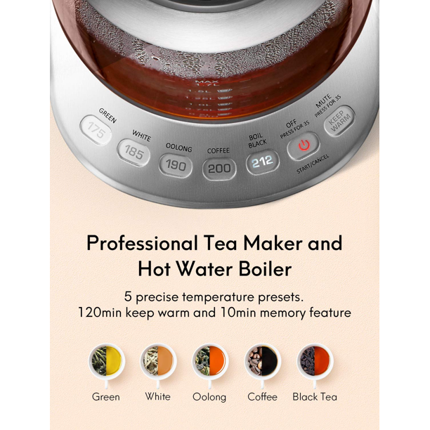 Electric Kettle Stainless Steel with Removable Infuser, Auto Keep Warm,1.7 L 2200 W