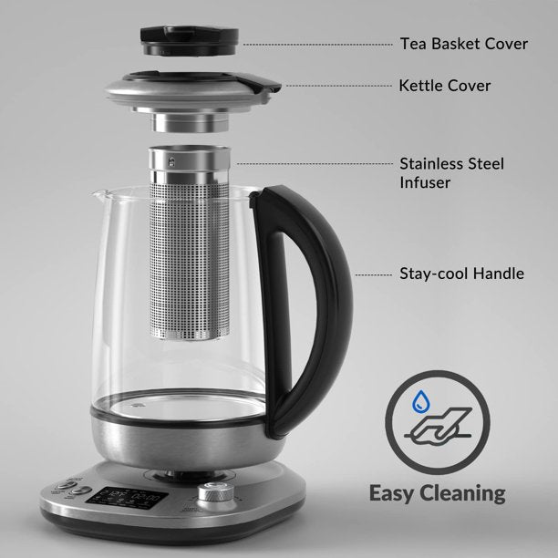 1.7L Electric Kettle With Tea Infuser Temperature Control 9 in 1 Programmable Coffee kettle Quick Heating, Auto Shutoff, Water Filter