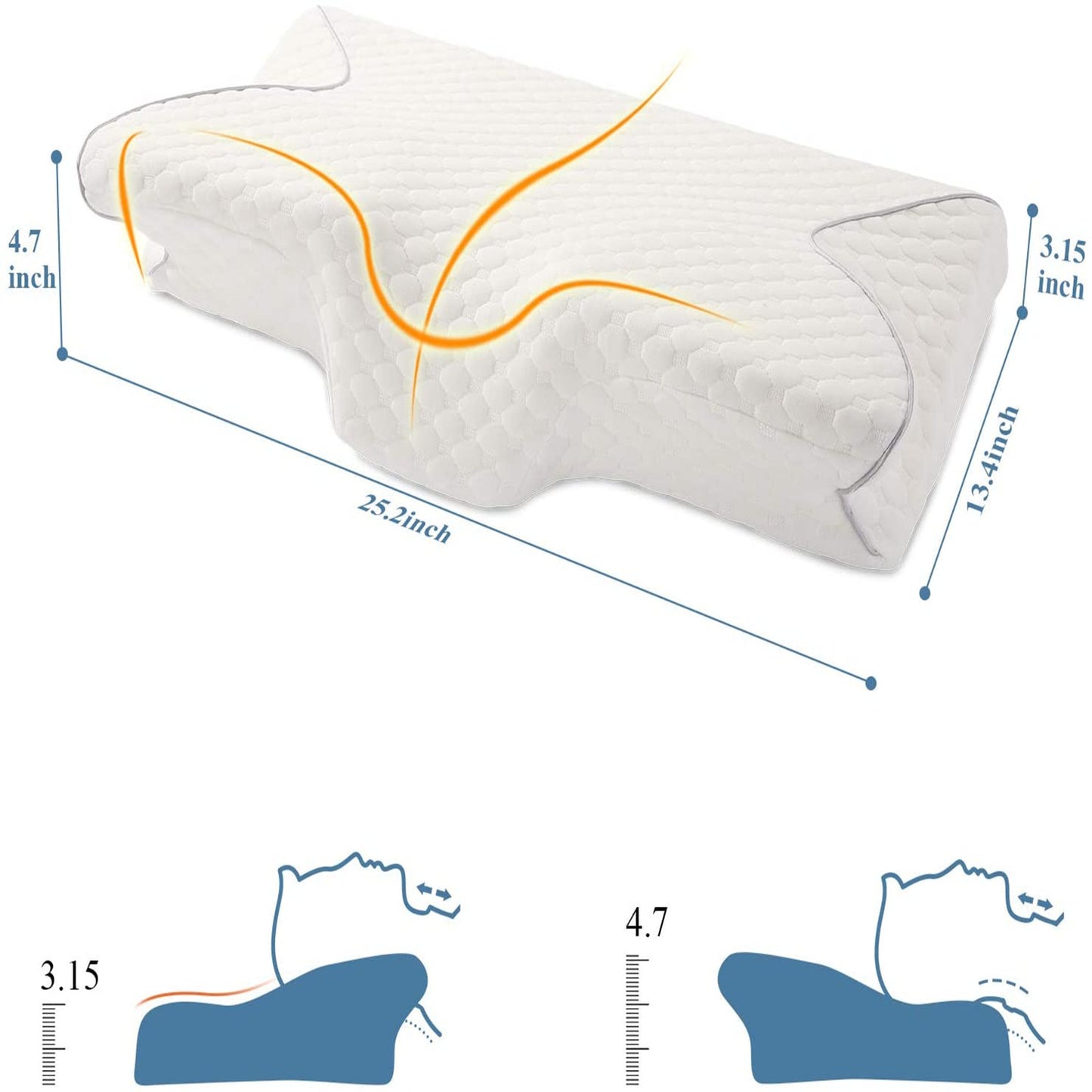Memory Foam Pillow for Back Side Stomach Sleepers Hardness Adjustable Cervical Pillow Orthopedic Pillow Anti-Snoring Improve Sleep Quality