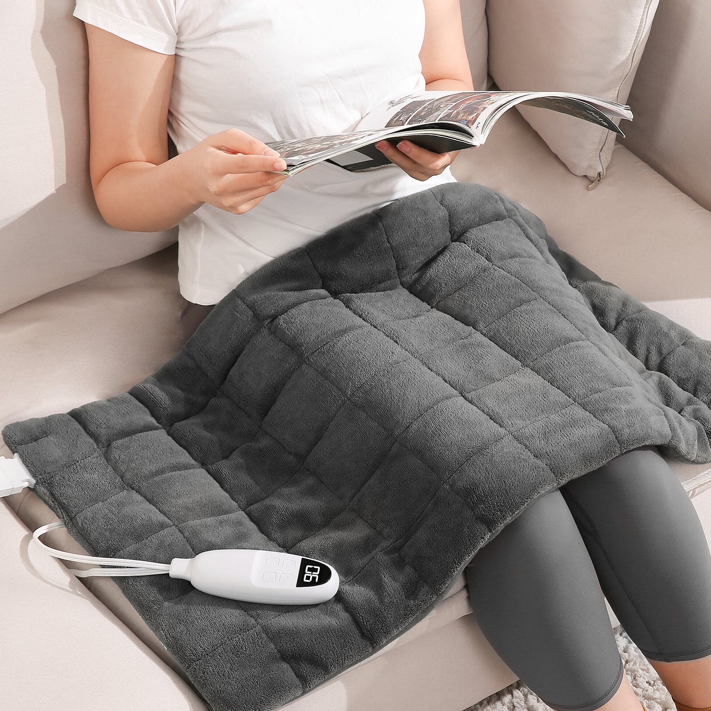 Full Weighted Heating Pad for Back Pain & Cramps Relief, 18" X 33" Fast Heating Pad for Neck Shoulder Relief