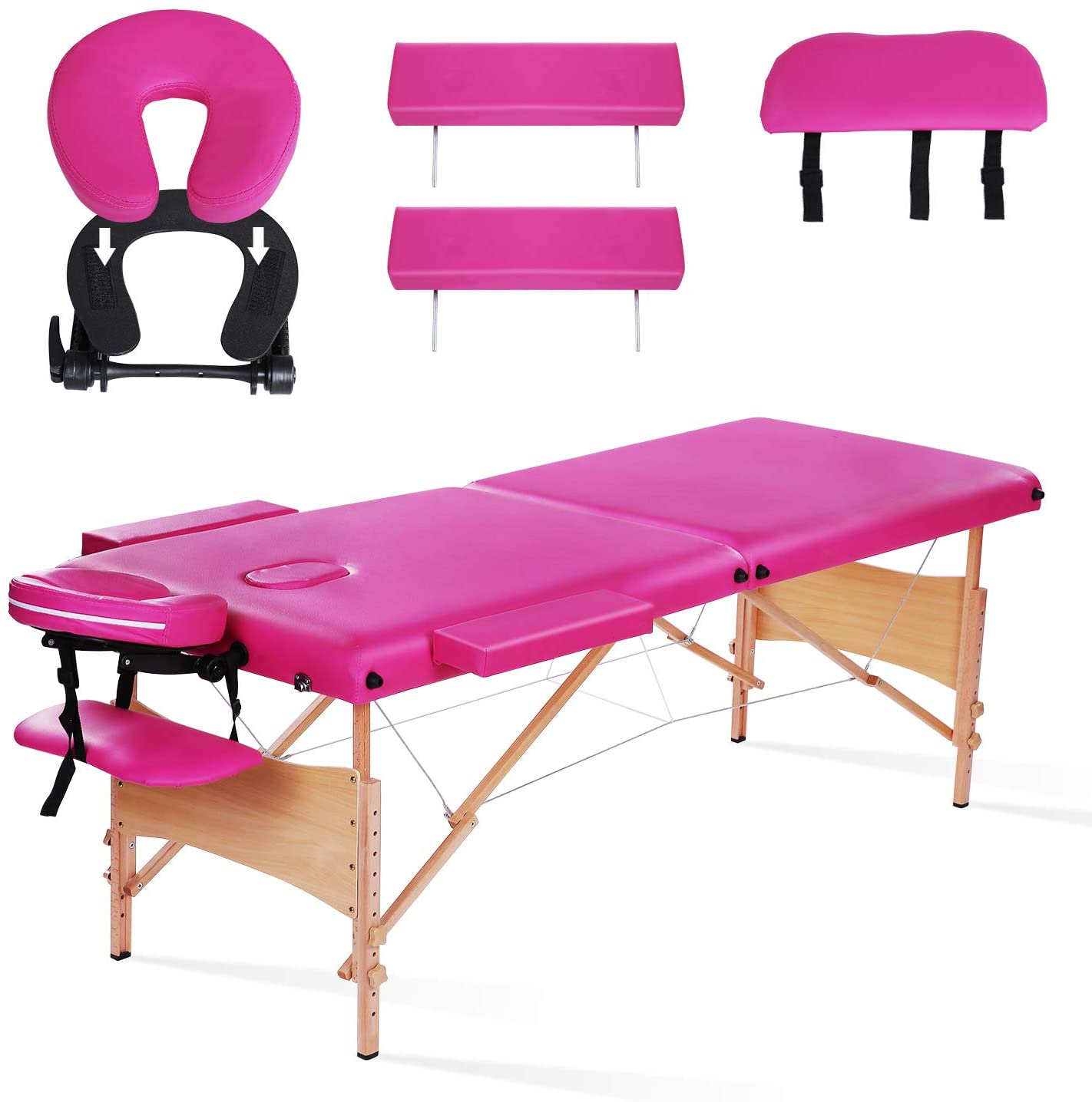 Massage Table Massage Bed SPA Bed Professional Lash Bed Portable Facial Bed 2 Section Height Adjustable with Carrying Bag