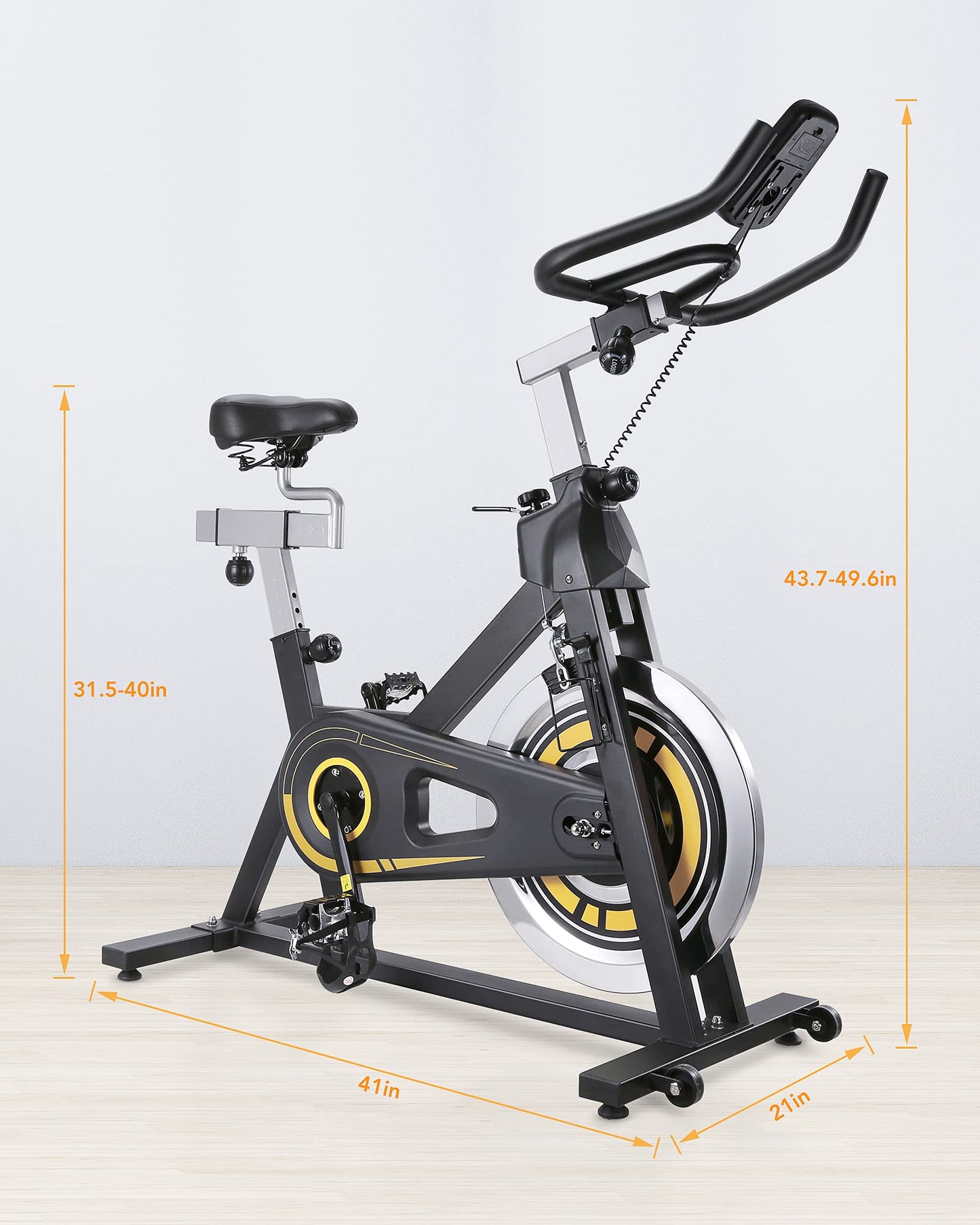 Exercise bike, Stationary Exercise Bike with LCD Monitor, Comfortable Seat Cushion, Dual Felt Resistance and Emergency Braking Systems for Home Gym