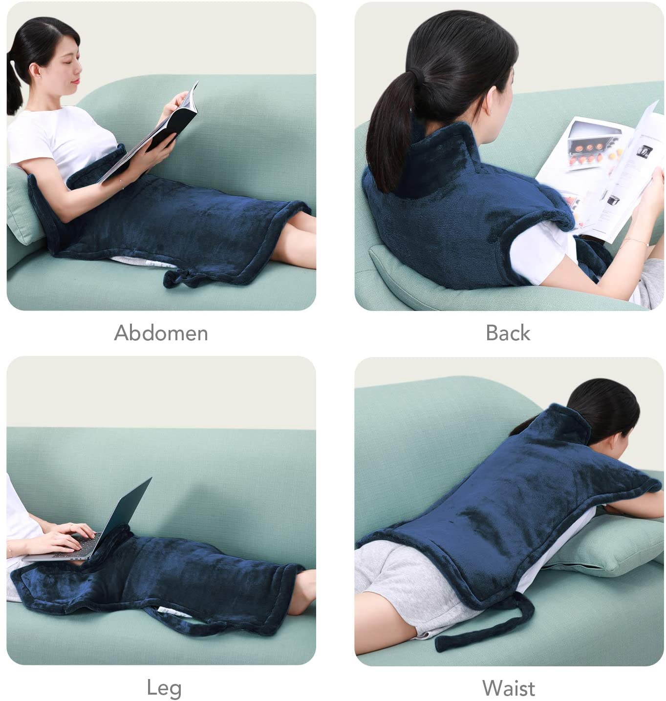 Large Heating Pad for Back and Shoulder, 24"x33" Heat Wrap with Fast-Heating and 4 Heat Settings, 2 Hours Auto Shut Off Available,Machine Washable