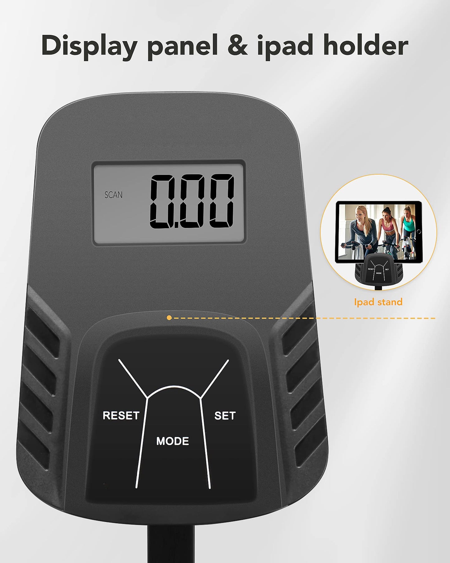 Exercise bike, Stationary Exercise Bike with LCD Monitor, Comfortable Seat Cushion, Dual Felt Resistance and Emergency Braking Systems for Home Gym