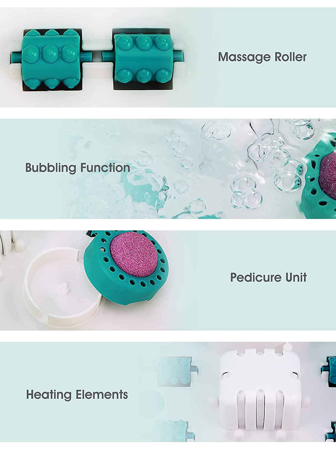 Foot Spa Bath Massager with Heat, Bubble and Vibration Pedicure Grinding Stone Foot Soaker 16 Detachable Massage Rollers and Digital Temperature Control Panel for Soothe and Comfort Feet