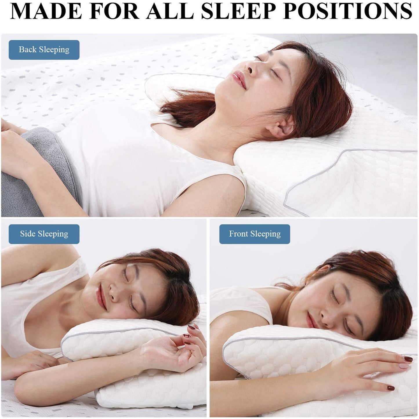 Memory Foam Pillow for Back Side Stomach Sleepers Hardness Adjustable Cervical Pillow Orthopedic Pillow Anti-Snoring Improve Sleep Quality