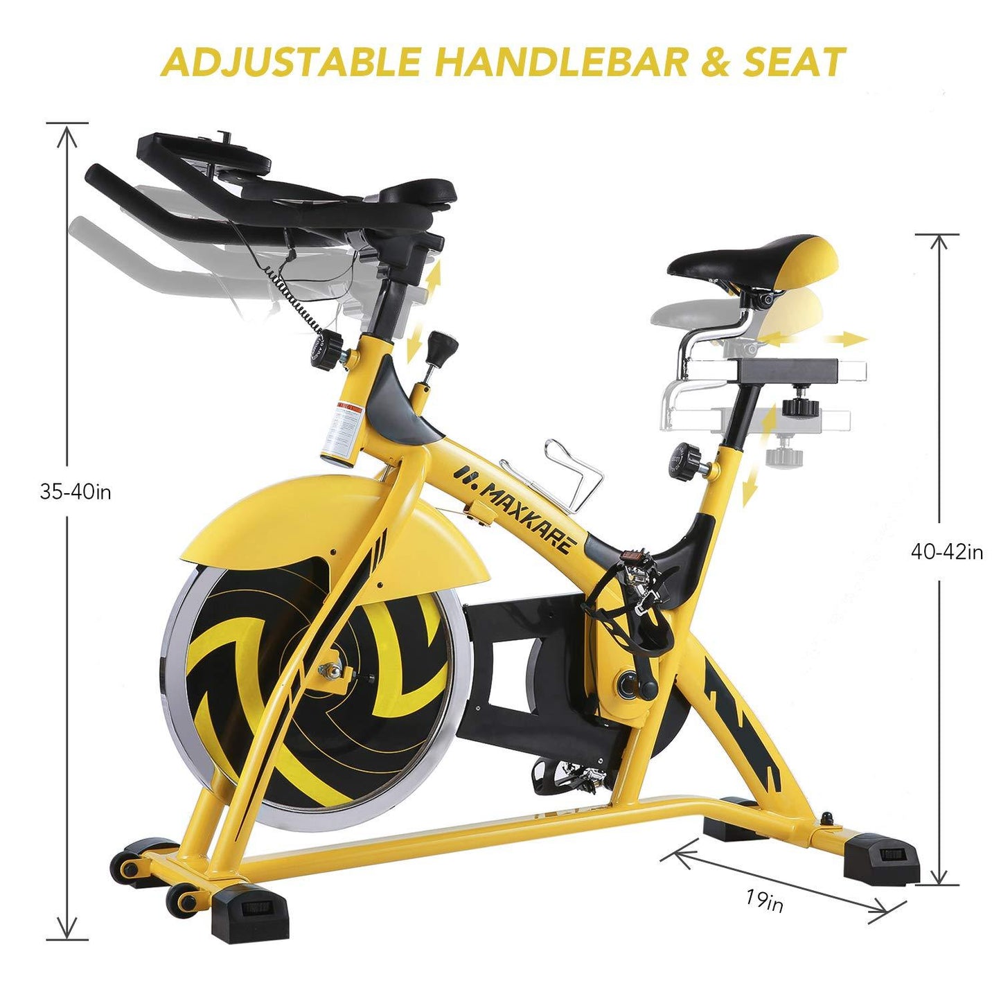 44lbs Flywheel Exercise Bike Stationary Bike Belt Drive with Pulse Sensor/LCD Monitor/Ipad Mount/ Adjustable Handlebar Indoor Cycling Bike for Home Cardio Workout