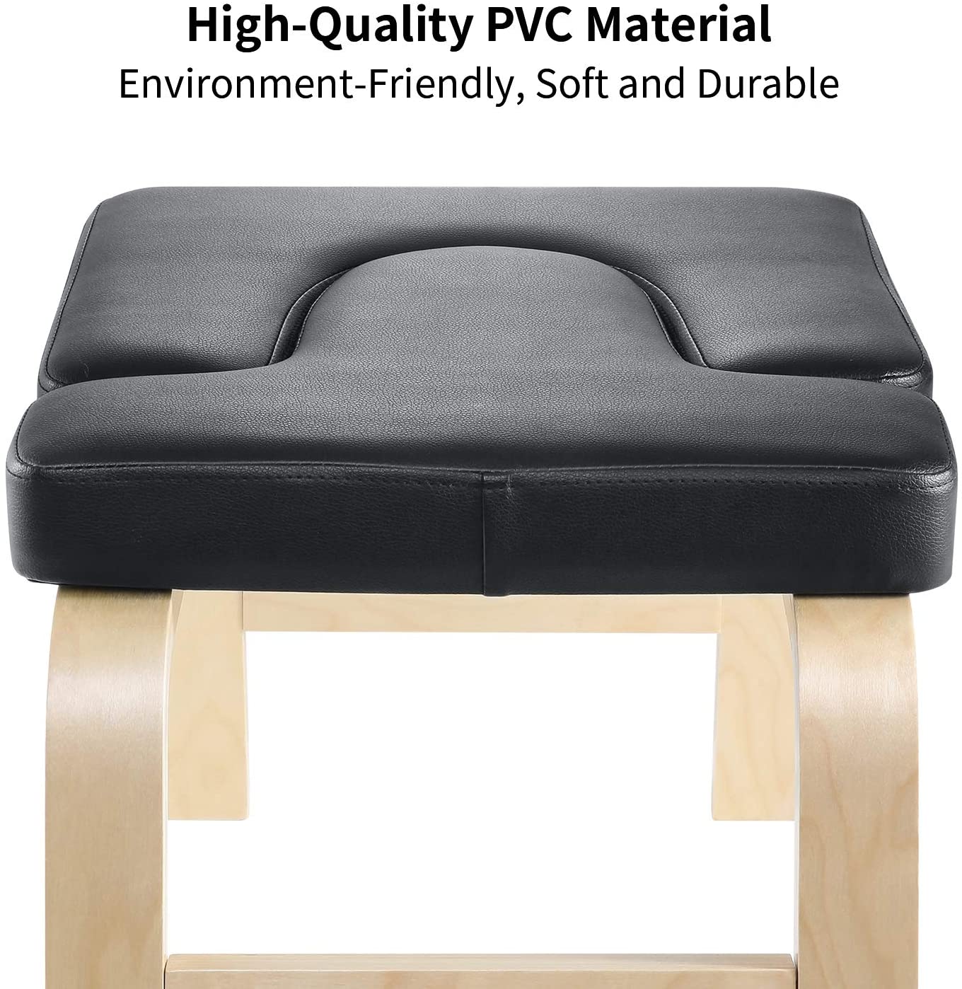 Yoga Headstand Bench Head Stand Wood Inversion Chair Stool Handstand with PVC Pads for Workout, Home Gym Unisex- Relieve Fatigue and Tone Muscle