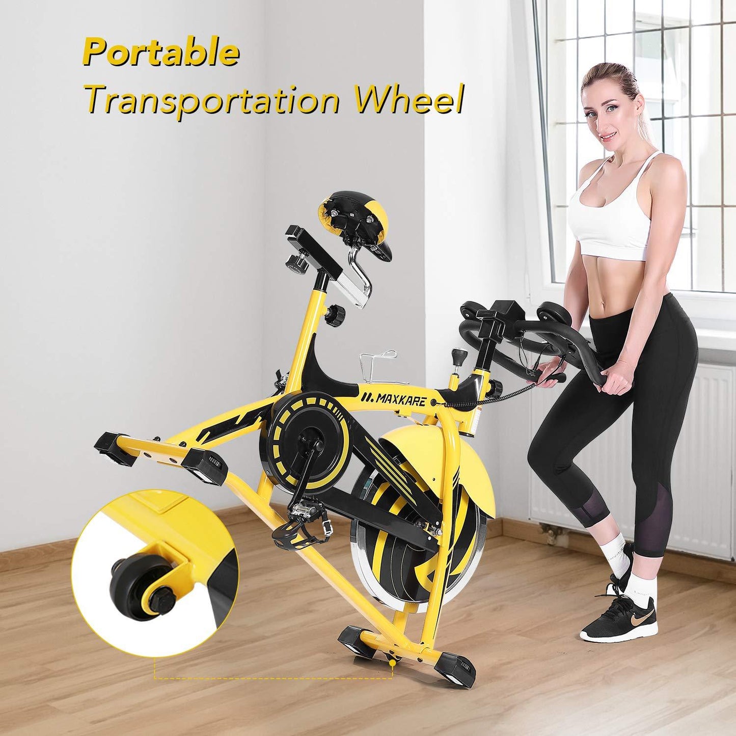 44lbs Flywheel Exercise Bike Stationary Bike Belt Drive with Pulse Sensor/LCD Monitor/Ipad Mount/ Adjustable Handlebar Indoor Cycling Bike for Home Cardio Workout