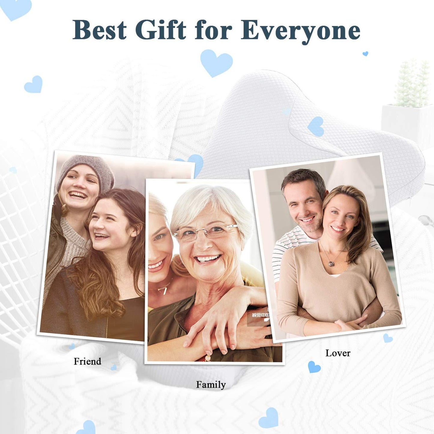 Cervical Pillow Memory Foam Ergonomic Orthopedic Pillow for Back Sleepers Side Sleepers and Stomach Sleepers, Grey, Pillow case Included