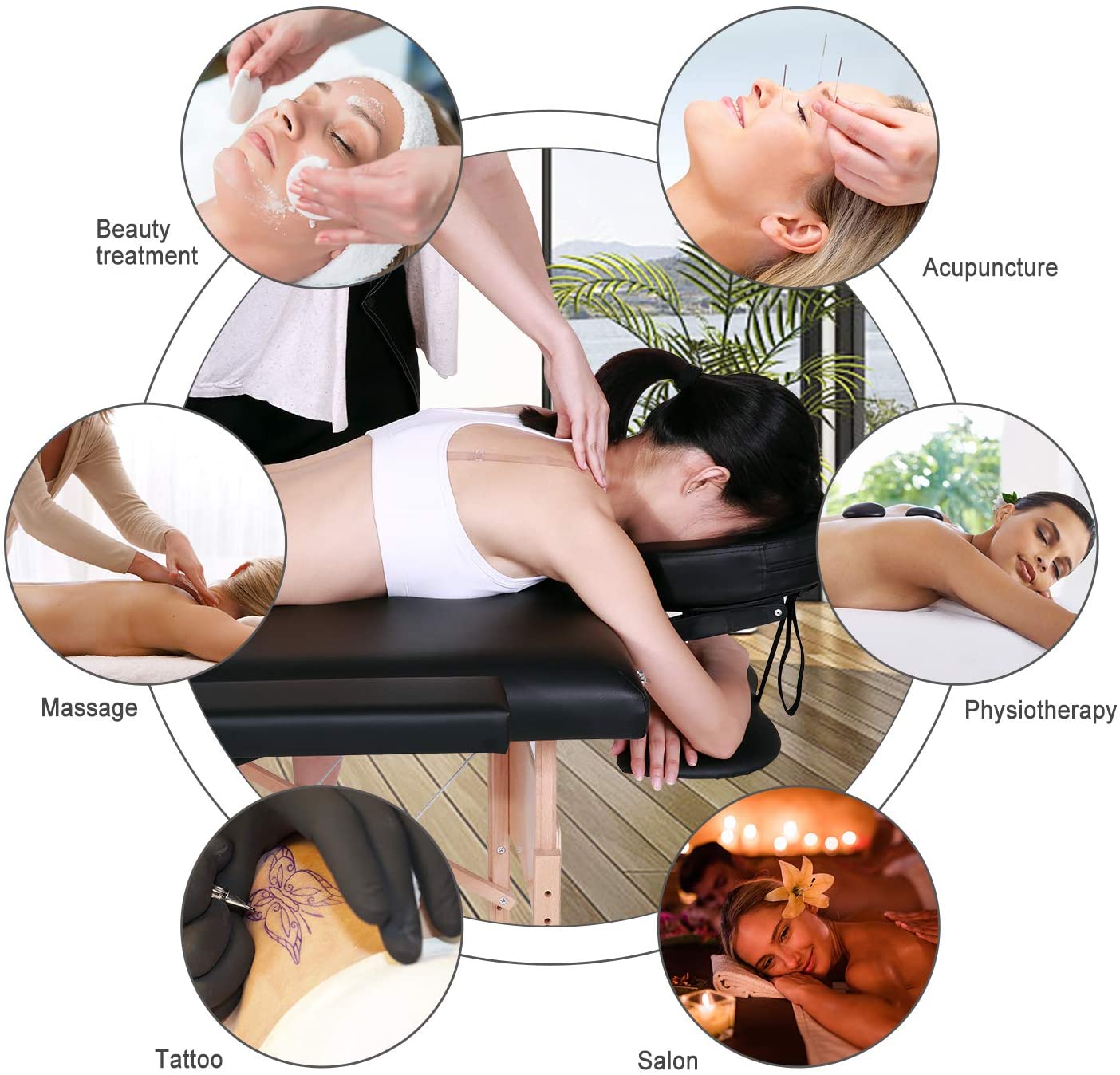 Professional Massage Table Portable Massage Bed SPA Bed Facial Bed Lash Bed Treatment Table Height Adjustable 3 Section with Carrying Bag 84"